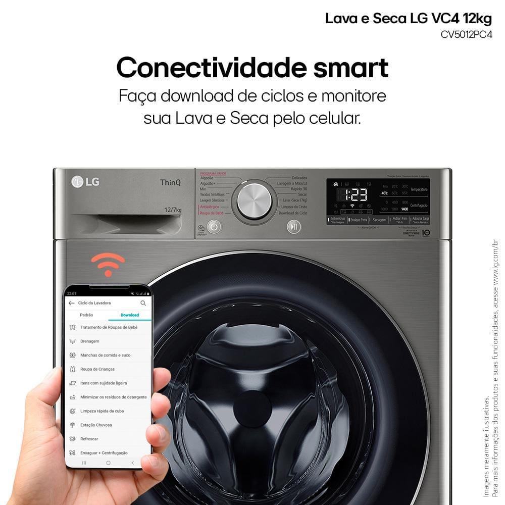 Lava e Seca LG 12Kg/7Kg Smart VC4 com Inteligência Artificial AI DD™ CV5012PC4 - Inox - 8