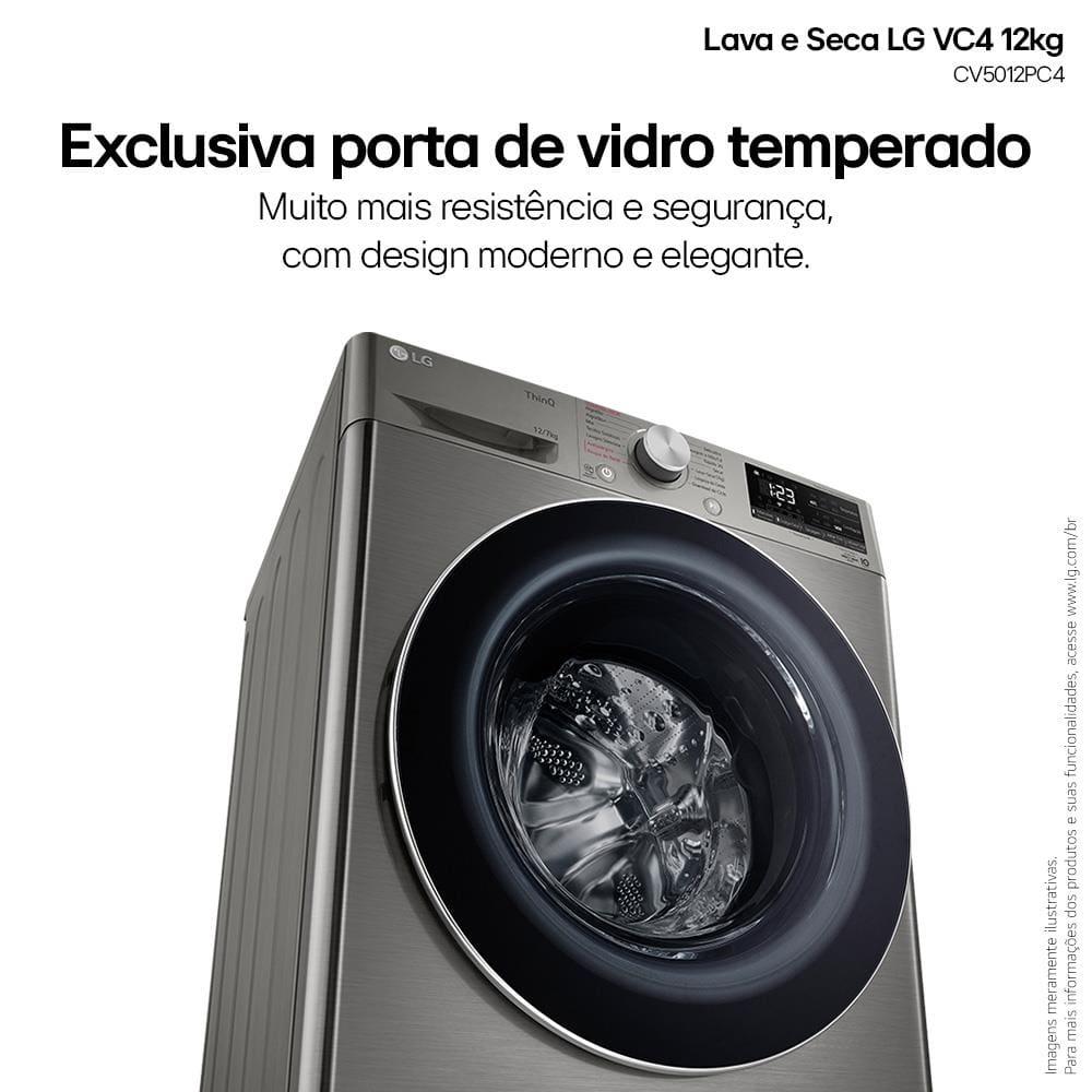Lava e Seca LG 12Kg/7Kg Smart VC4 com Inteligência Artificial AI DD™ CV5012PC4 - Inox - 9