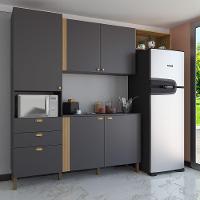 Cozinha Compacta Bartira Pérola com 5 Portas, 2 Gavetas, 1 Gavetão e 4 Prateleiras - 251cm de largura - 1