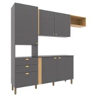Cozinha Compacta Bartira Pérola com 5 Portas, 2 Gavetas, 1 Gavetão e 4 Prateleiras - 251cm de largura - 3