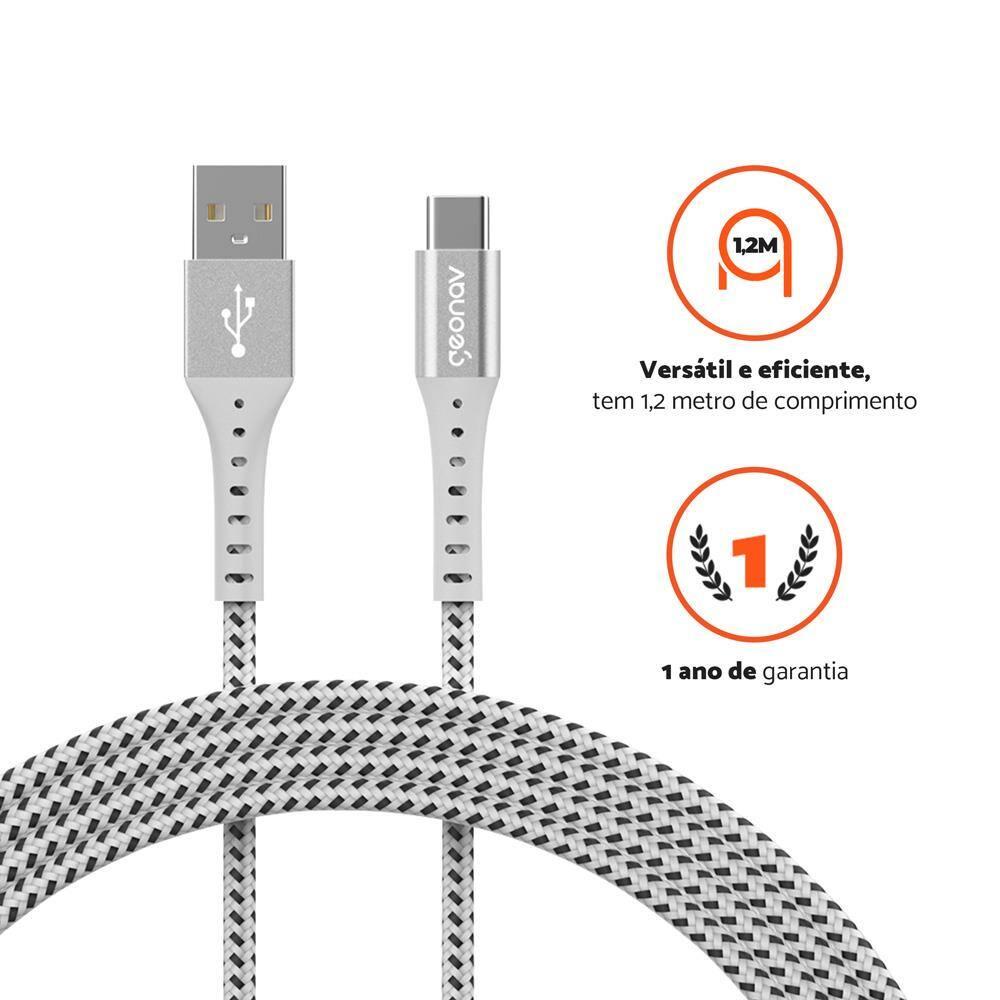 Cabo USB-C ESC05WT em Nylon Trançado Geonav – 1,2 metro - 7