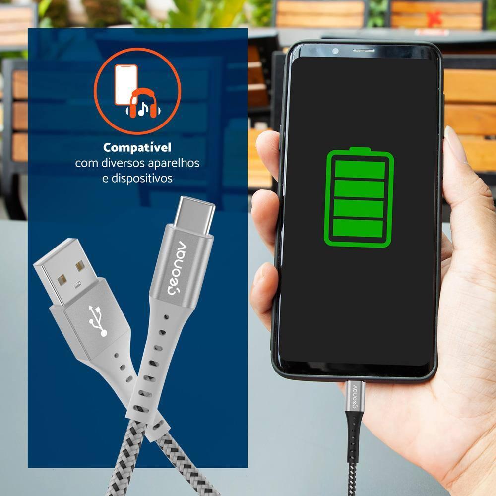 Cabo USB-C ESC05WT em Nylon Trançado Geonav – 1,2 metro - 9