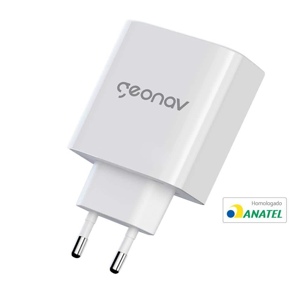 Carregador de Tomada Geonav Turbo Duo 48W com USB-A e USB-C para Celulares e Dispositivos Eletrônicos - 1