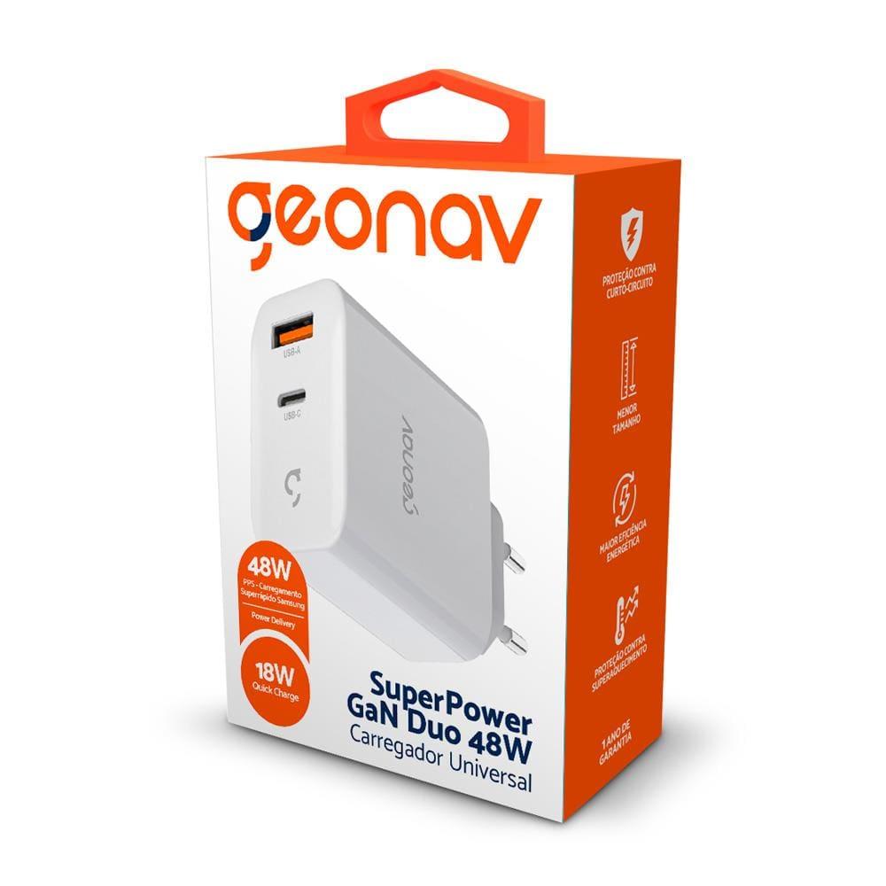 Carregador de Tomada Geonav Turbo Duo 48W com USB-A e USB-C para Celulares e Dispositivos Eletrônicos - 7