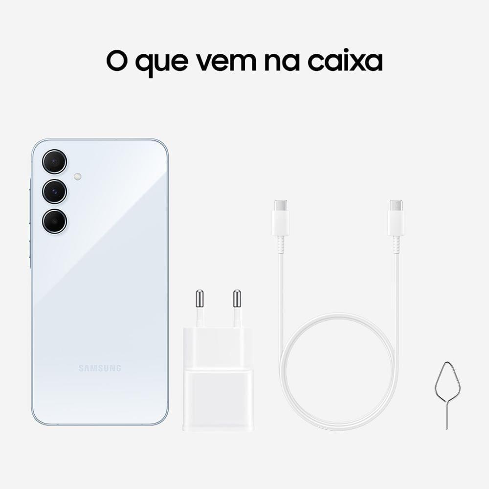 Smartphone Samsung Galaxy A55 5G 128GB Azul Claro, 8GB RAM, Câmera Tripla, Traseira de até 50MP, Selfie de 32MP e Tela Super AMOLED 6.6" - 9