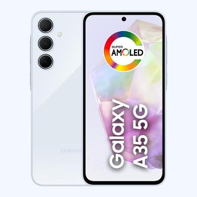 Smartphone Samsung Galaxy A35 5G Azul Claro 256GB, 8GB RAM, Câmera Tripla Traseira de até 50MP, Selfie de 13MP e Tela super AMOLED de 6.6”