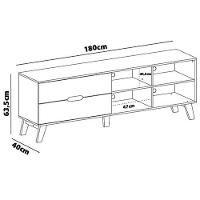 Rack Artely Verona com 180 cm de Largura, 2 Gavetas, Ideal para TV de Até 75” - 8