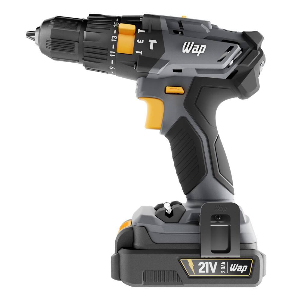 Parafusadeira e Furadeira de Impacto WAP K21 ID01 com acessórios - Cinza e Amarelo - 3