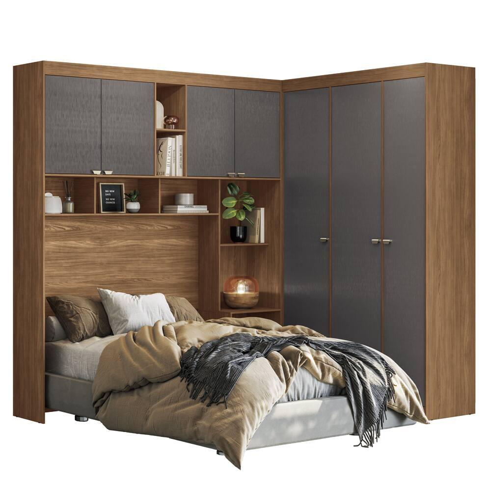 Guarda-roupa de Canto Santos Andirá Veneza 7 Portas 4 Gavetas 11 Prateleiras com Cabideiro e Maleiro Casal - 3