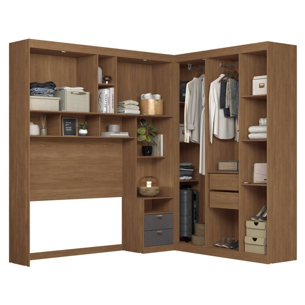 Guarda-roupa de Canto Santos Andirá Veneza 7 Portas 4 Gavetas 11 Prateleiras com Cabideiro e Maleiro Casal - 4