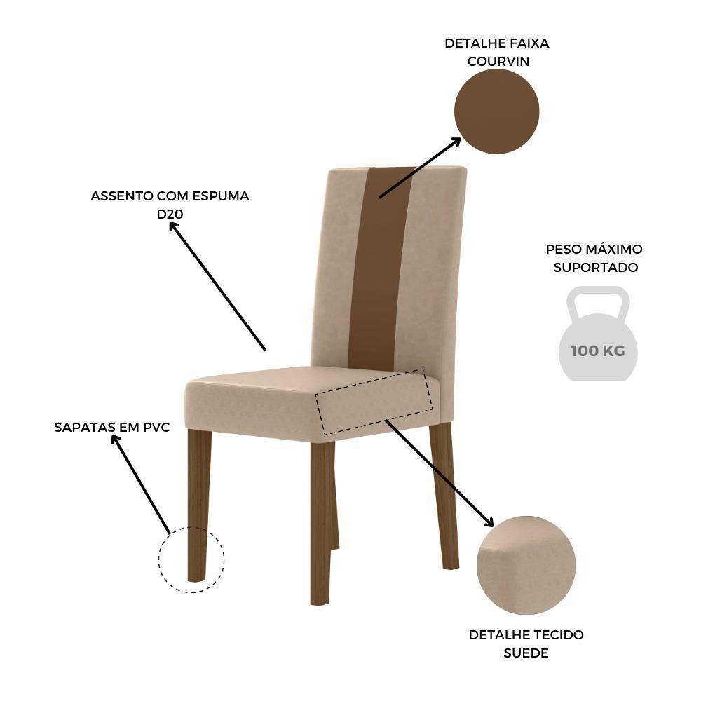 Mesa de Jantar Retangular Poliman Belle com Tampo de Vidro e 4 Cadeiras Revestidas em Suede - 9
