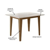 Mesa de Jantar Retangular Poliman Belle com Tampo de Vidro e 4 Cadeiras Revestidas em Suede