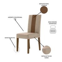 Mesa de Jantar Retangular Poliman Belle com Tampo de Vidro e 4 Cadeiras Revestidas em Suede - 9