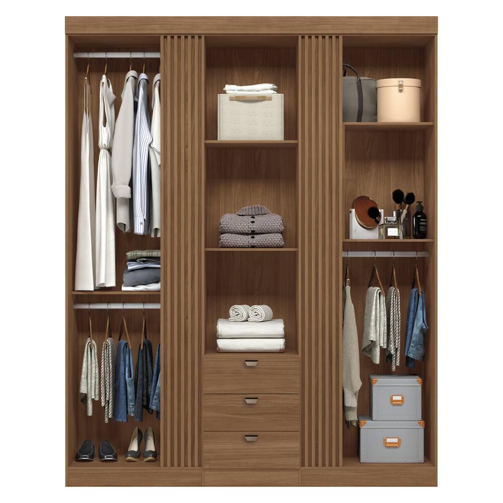 Guarda-roupa Santos Andirá Aurora 3 Portas 3 Gavetas 6 Prateleiras com Cabideiro Solteiro - 3