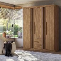 Guarda-roupa Santos Andirá Aurora 3 Portas 3 Gavetas 6 Prateleiras com Cabideiro Solteiro - 1