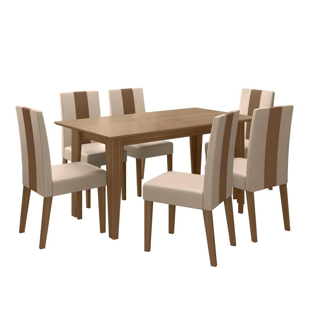 Mesa de Jantar Retangular Poliman Goya com 6 Cadeiras Revestidas em Suede - 2