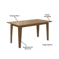 Mesa de Jantar Retangular Poliman Goya com 6 Cadeiras Revestidas em Suede