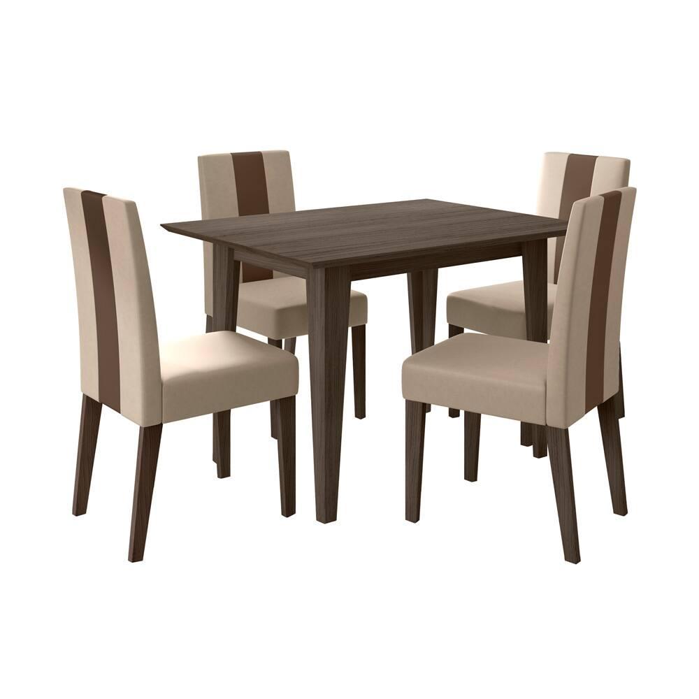 Mesa de Jantar Retangular Poliman Belle com 4 Cadeiras Revestidas em Suede - 2