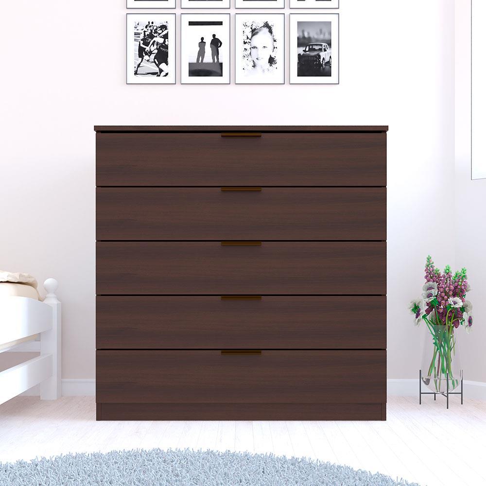 Cômoda Bartira Diplomata com 5 Gavetas, Trava de Segurança e Espaço para TV de até 42 polegadas - 90cm de Largura - 1