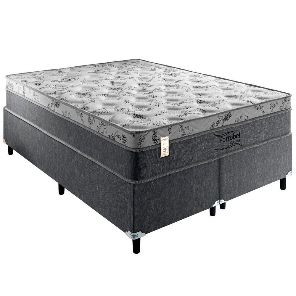 Cama Box King Size Portobel Orion com Molas Ensacadas e Revestimento em Tecido Poliéster 72x193x203cm - Cinza - 1
