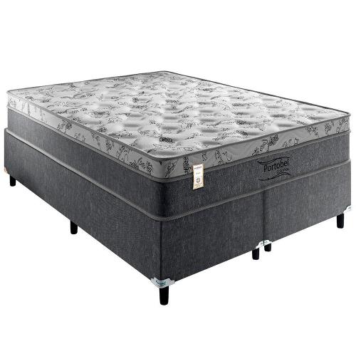 Cama Box King Size Portobel Orion com Molas Ensacadas e Revestimento em Tecido Poliéster 72x193x203cm - Cinza