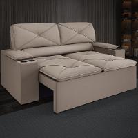 Sofá 2 lugares DDS Next Pop com Assento Retrátil e Encosto Reclinável em Veludo Suede com porta copos - 154cm de Largura - 1