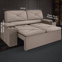 Sofá 2 lugares DDS Next Pop com Assento Retrátil e Encosto Reclinável em Veludo Suede com porta copos - 154cm de Largura - 3