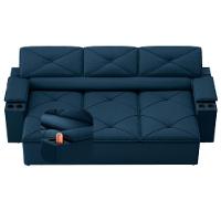 Sofá 3 lugares DDS Next Pop com Assento Retrátil e Encosto Reclinável em Velosuede com porta-copos - 205cm de largura - 2