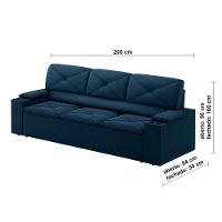 Sofá 3 lugares DDS Next Pop com Assento Retrátil e Encosto Reclinável em Velosuede com porta-copos - 205cm de largura - 5