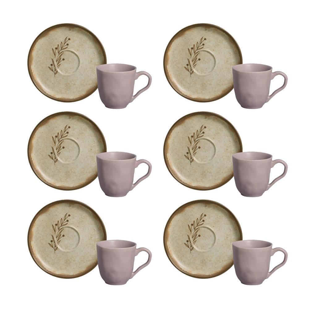 Conjunto de Xícaras para Café Porto Brasil Stone Nativa com Pires 120 ml - 6 peças - 1