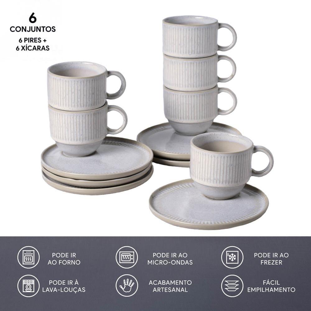 Conjunto de Xícaras de Chá Empilháveis com Pires Porto Brasil Latte – 230 ml - 5