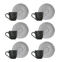 Conjunto de Xícaras de Café com Pires Porto Brasil Orgânico Concreto 6 peças - 120 ml - 1