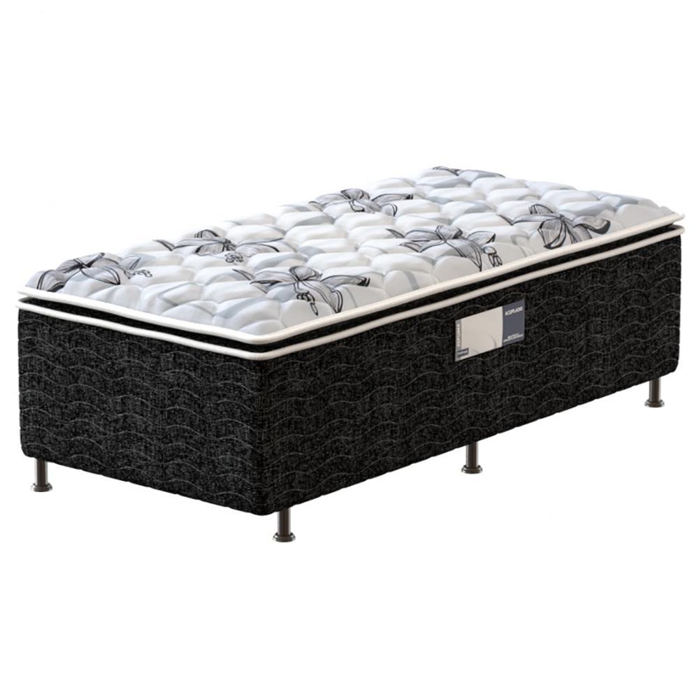 Cama Box Conjugada de Solteiro PROdormir Advanced com Pillow Top e Espuma D28 50x88x188 cm – Branco/Preto - 1