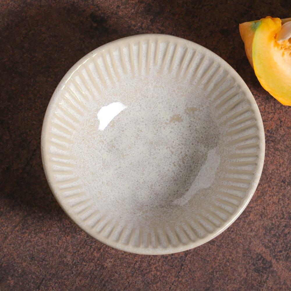 Conjunto de Cumbucas Porto Brasil Cerâmica Linhas Latte Bege 6 peças – 370 ml - 4