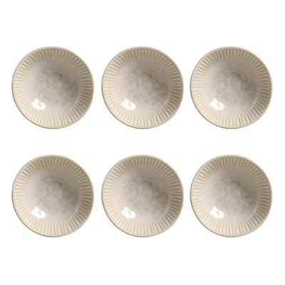 Conjunto de Cumbucas Porto Brasil Cerâmica Linhas Latte Bege 6 peças – 370 ml