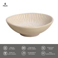 Conjunto de Cumbucas Porto Brasil Cerâmica Linhas Latte Bege 6 peças – 370 ml - 5