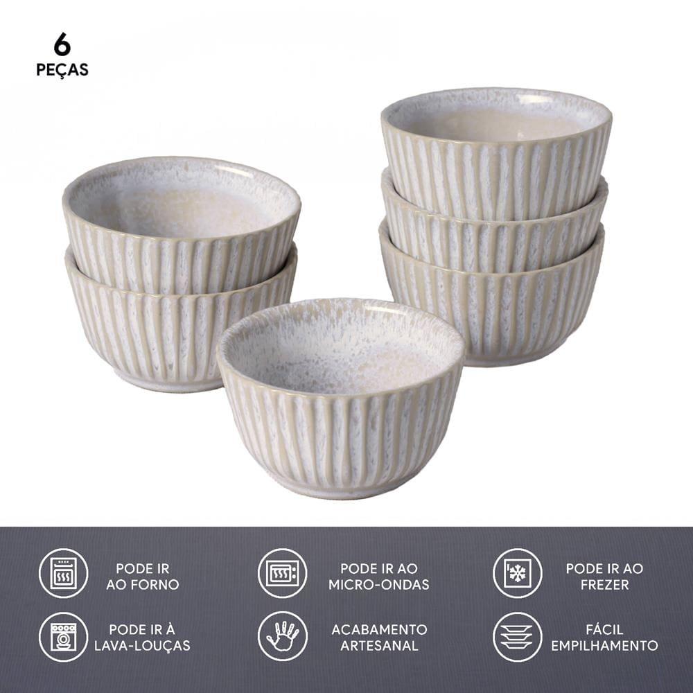 Conjunto de Ramequim Porto Brasil Linhas Latte com 6 Peças 170 ml - Bege - 5