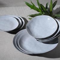 Conjunto de Pratos Rasos Porto Brasil Orgânico Concreto com 6 Peças - Cinza - 8