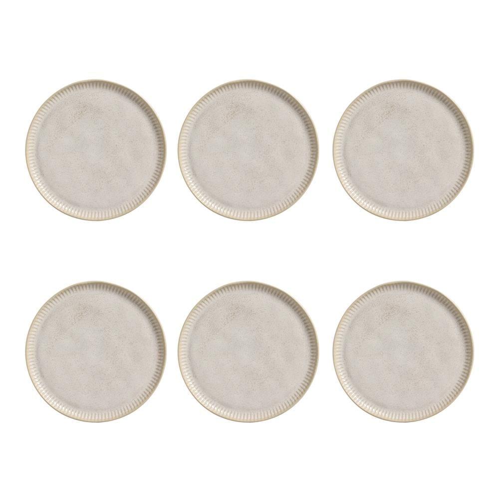 Conjunto de Pratos Rasos Porto Brasil Linhas Latte com 6 Peças - Bege - 1
