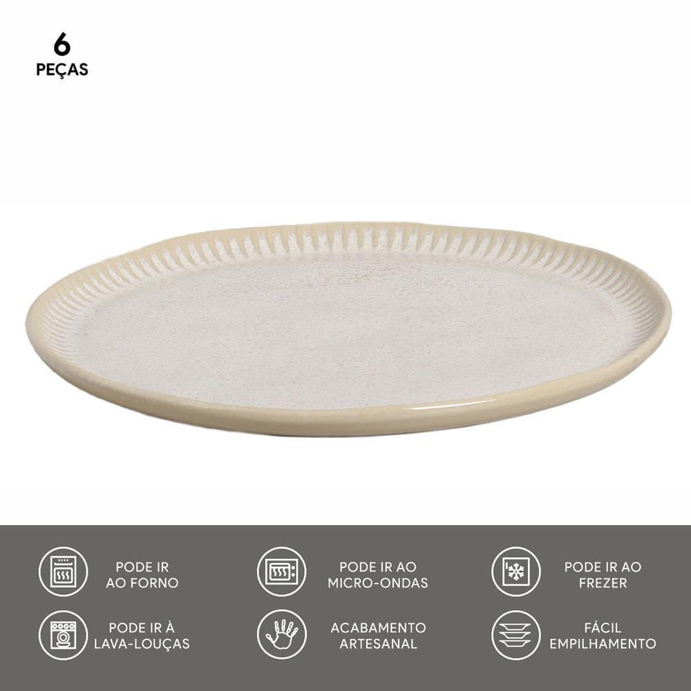 Conjunto de Pratos Rasos Porto Brasil Linhas Latte com 6 Peças - Bege - 5