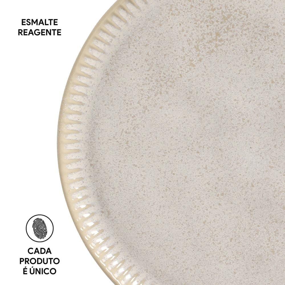 Conjunto de Pratos Rasos Porto Brasil Linhas Latte com 6 Peças - Bege - 6