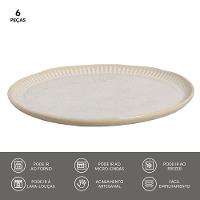 Conjunto de Pratos Rasos Porto Brasil Linhas Latte com 6 Peças - Bege - 5