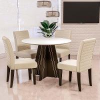 Mesa de Jantar Redonda Dobuê Turim com 4 Cadeiras com Revestimento em Suede - 1