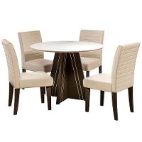 Mesa de Jantar Redonda Dobuê Turim com 4 Cadeiras com Revestimento em Suede - 2