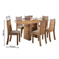 Mesa de Jantar Retangular Viero Carmen com 6 Cadeiras Estofadas e Revestidas em Veludo - 4