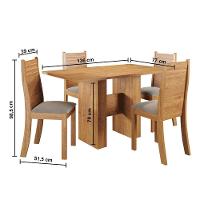 Mesa de Jantar Retangular Viero Carmen com 4 Cadeiras Estofadas e Revestidas em Veludo - 4