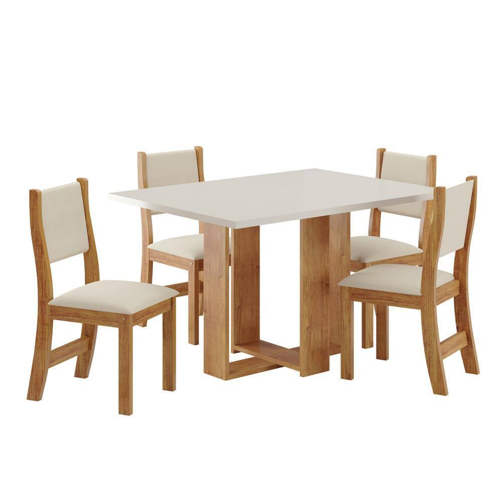 Mesa de Jantar Retangular Viero Caiena com 4 Cadeiras Estofadas e Revestidas em Veludo - 4