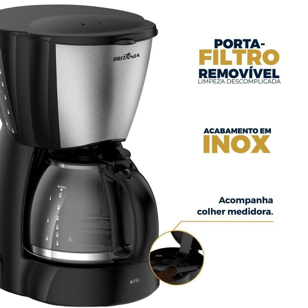 Cafeteira Elétrica Britânia BCF32A 30 xícaras - Preto e Inox - 6
