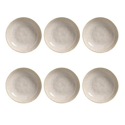 Conjunto de Pratos Fundos Porto Brasil Linhas Latte com 6 Peças - Bege
