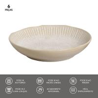 Conjunto de Pratos Fundos Porto Brasil Linhas Latte com 6 Peças - Bege - 5